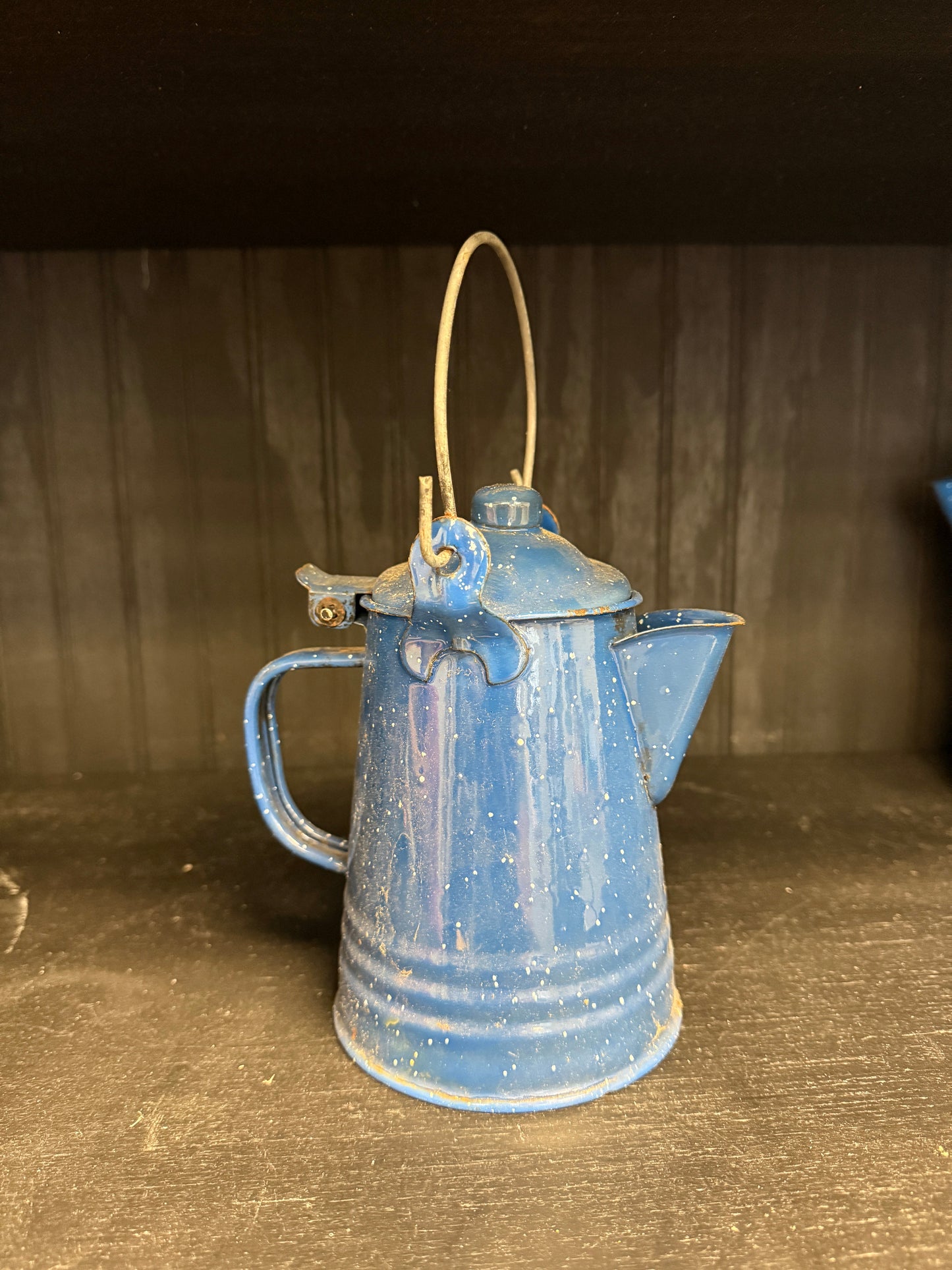 Vintage Small Enamelware Camping Tea Coffee Pot