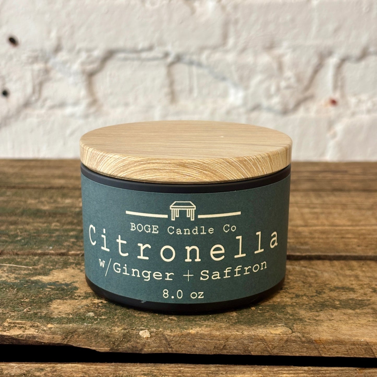 Citronella with Ginger + Saffron Candle 8.0 oz Blue-green