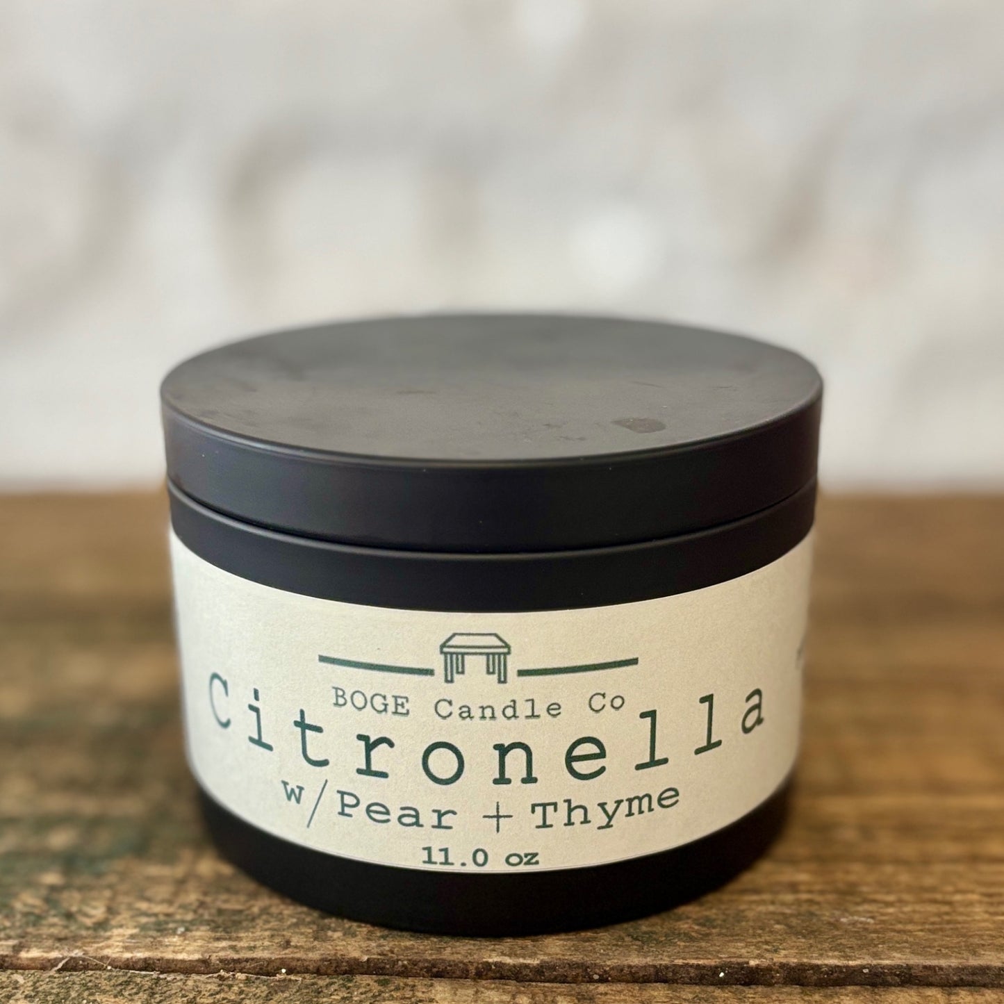 Citronella with Pear + Thyme Candle 11.0 oz Off-white with black lid