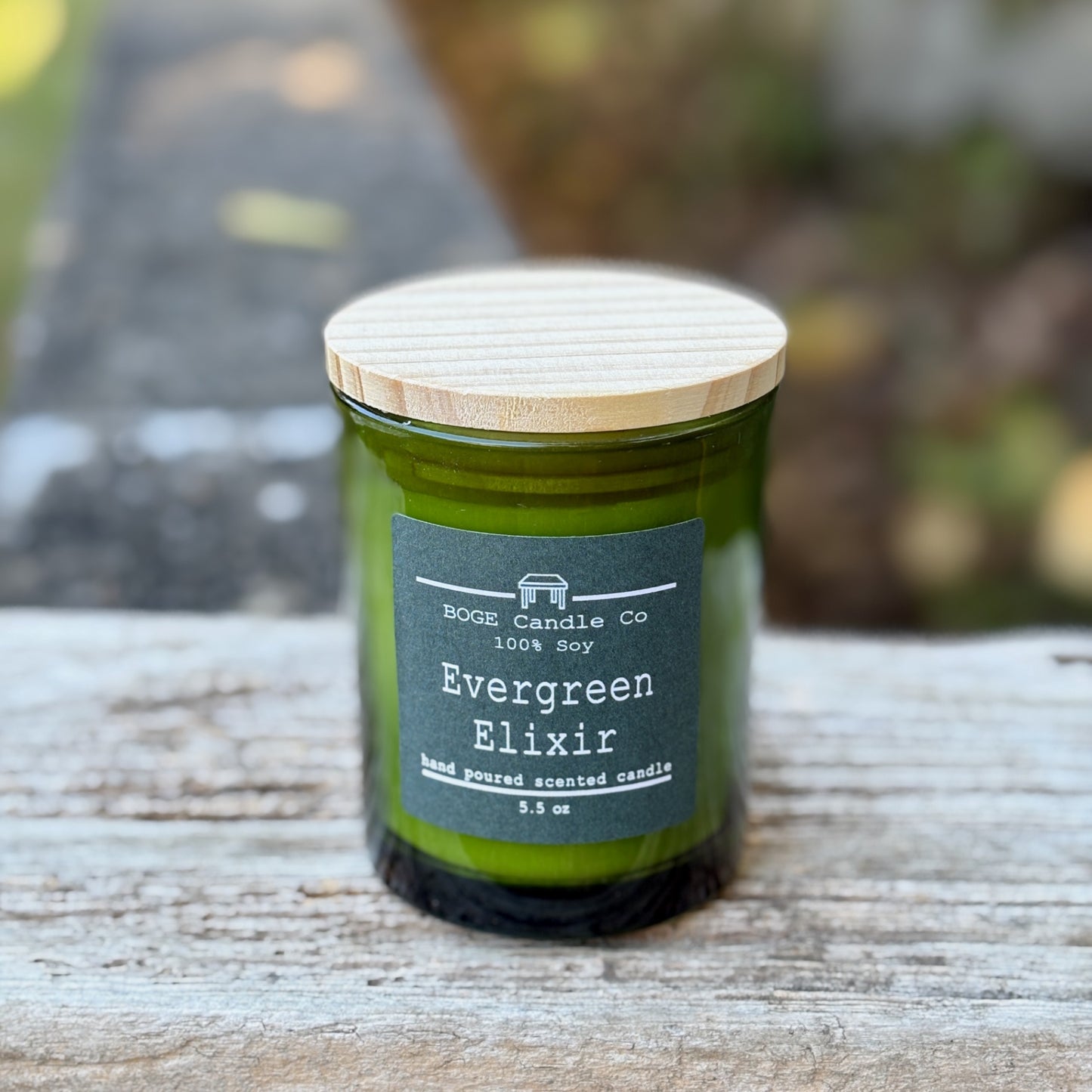 Evergreen Elixir Soy Candle 5.5 oz Green Jar