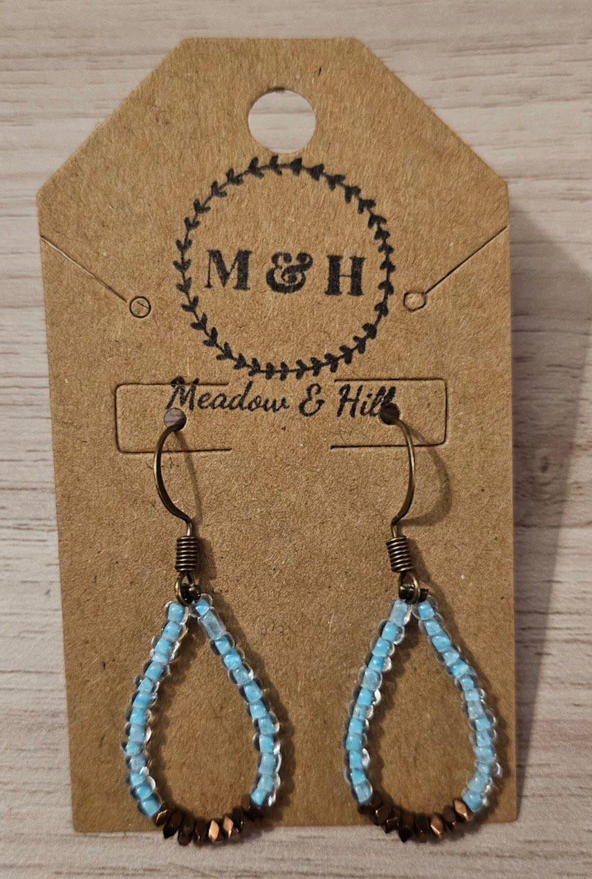 Meadow & Hill Earrings Light Blue and Bronze