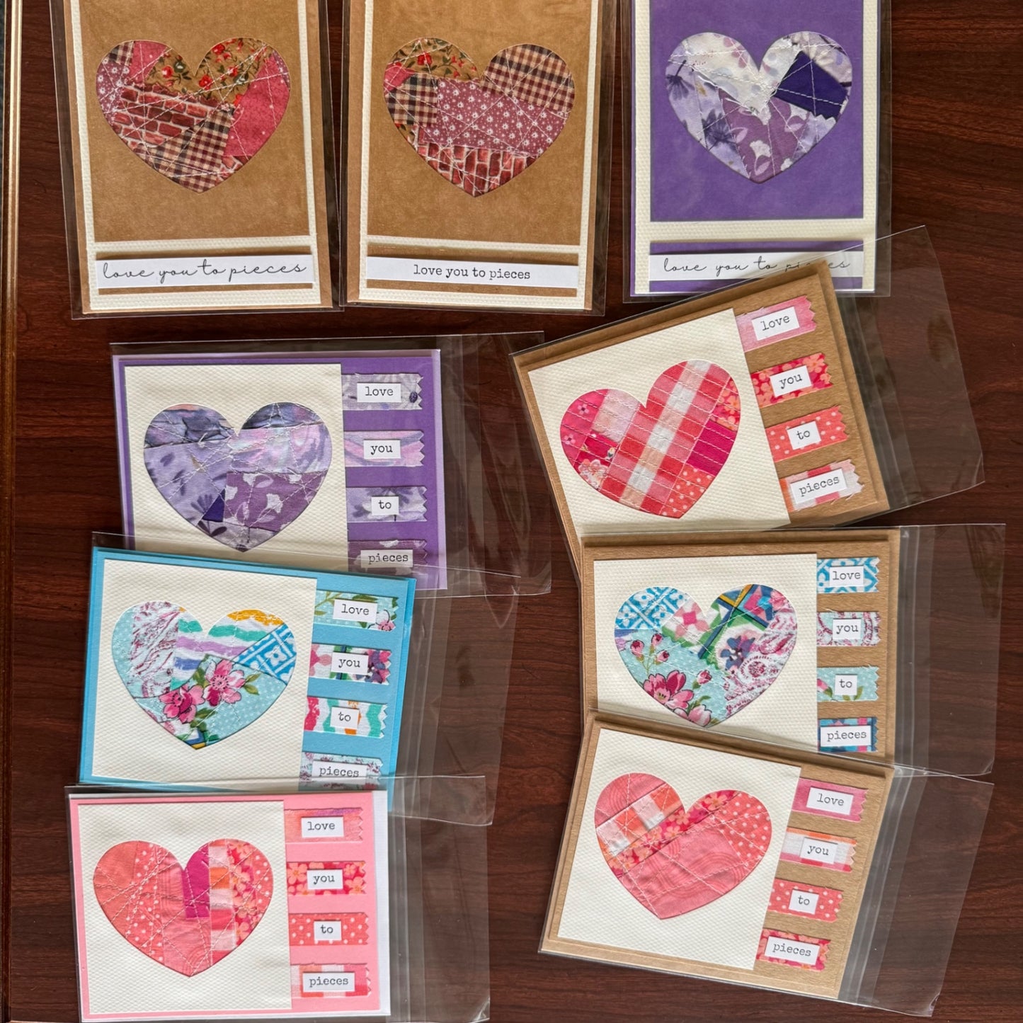 Scrappy Fabric Greeting Card - Love You To Pieces