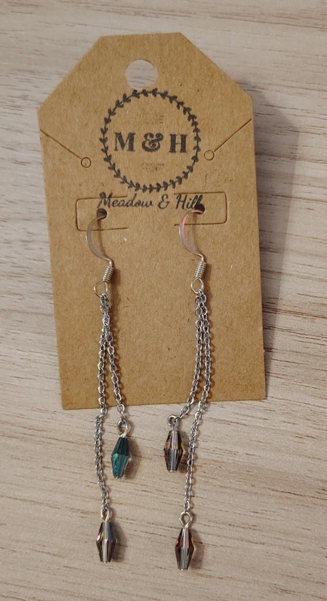 Meadow & Hill Earrings Silver Dangles with multicolored beads