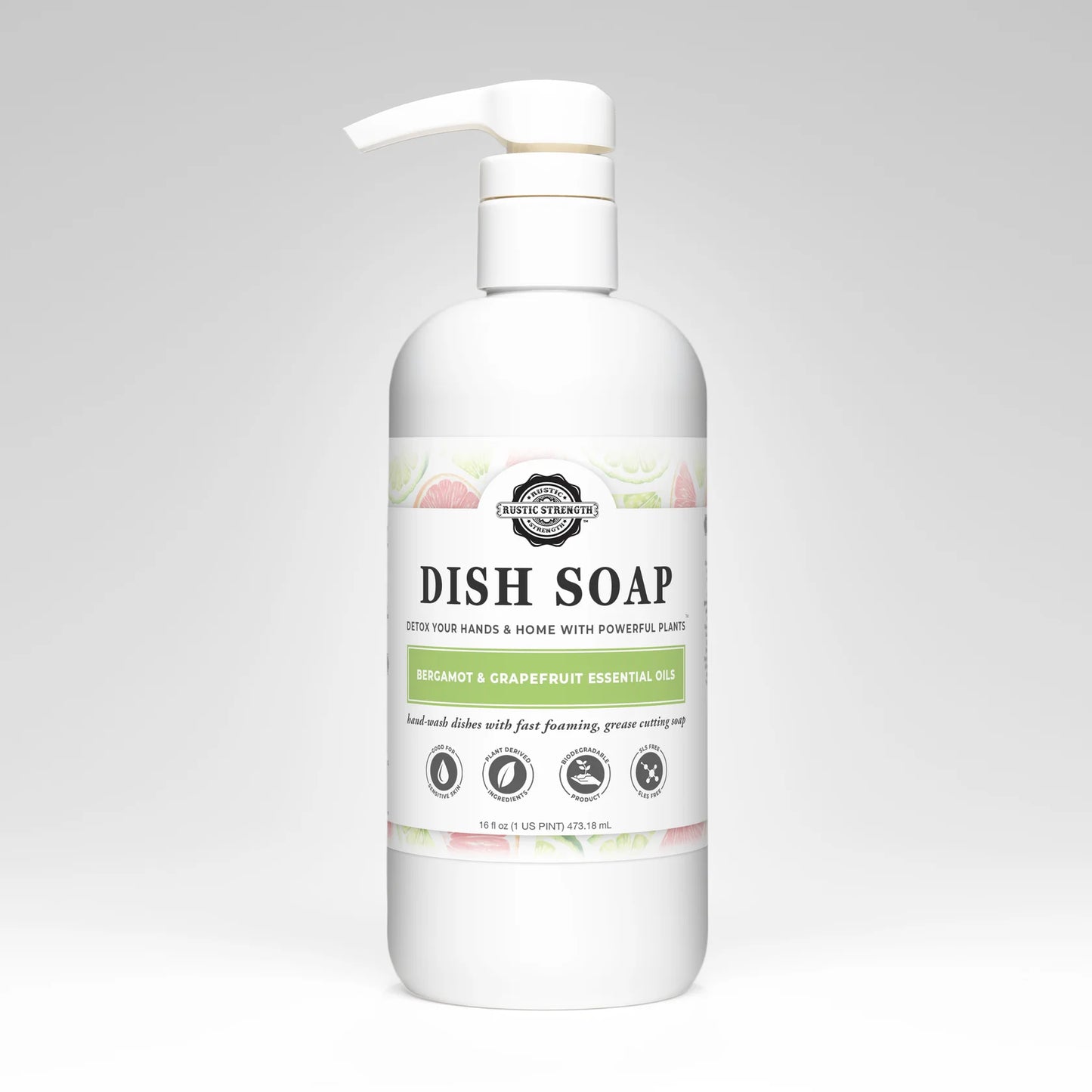 Liquid Dish Soap, 16 oz Pump Bottle - Grapefruit Bergamot