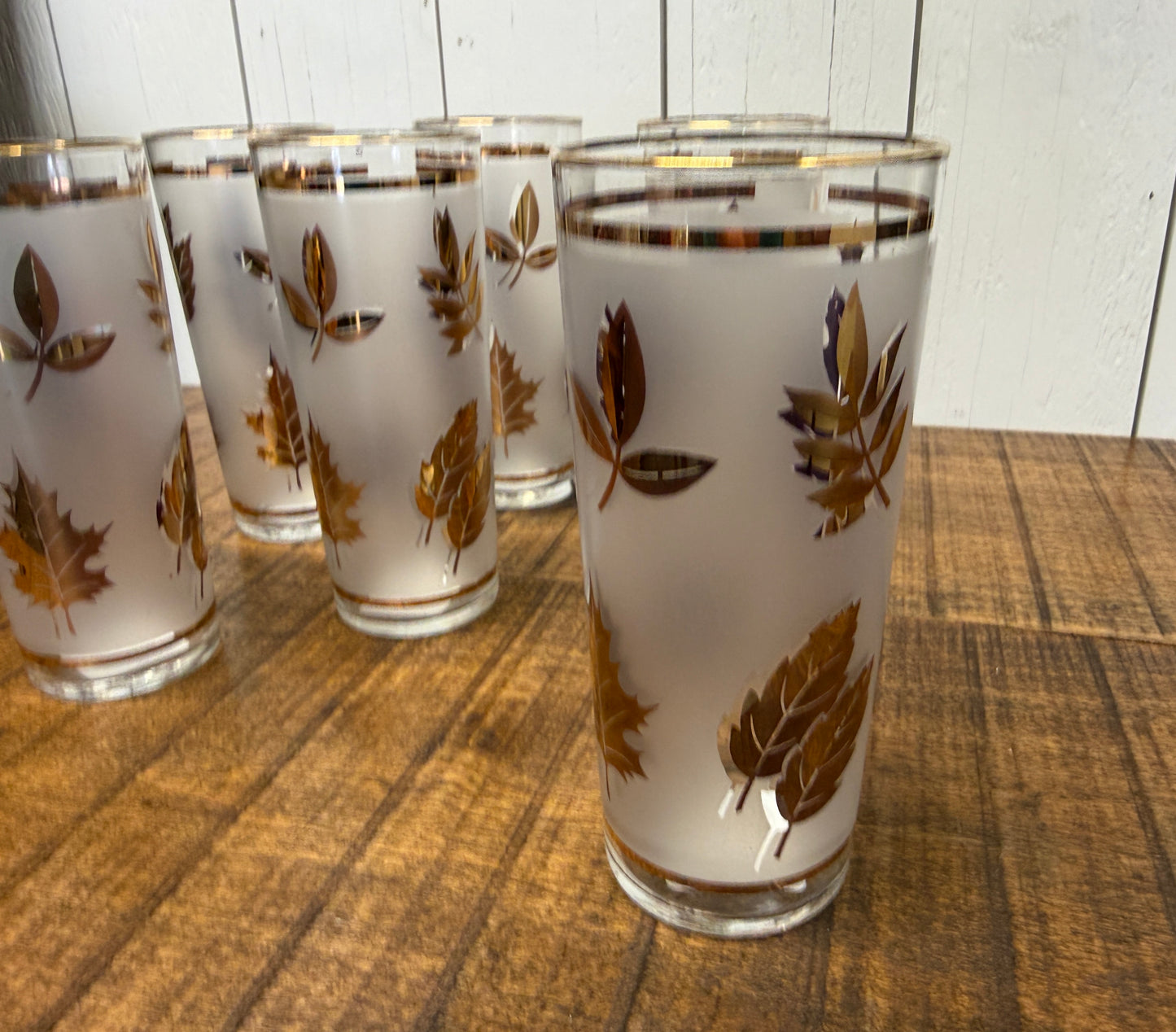 Vintage Libbey Golden Foliage Highball Glasses, set of 6