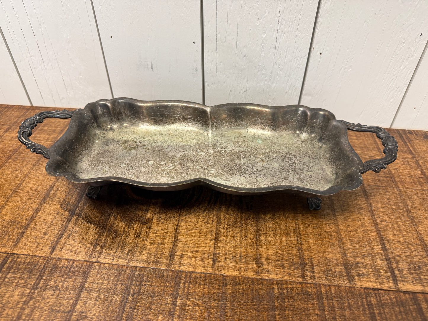 Vintage Silver-Plated Footed Serving Tray