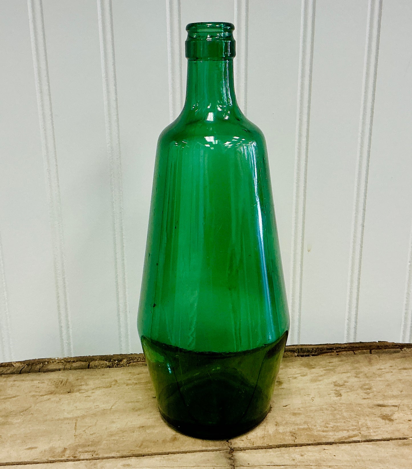 Vintage Green Glass Dame Jeanne Bottle