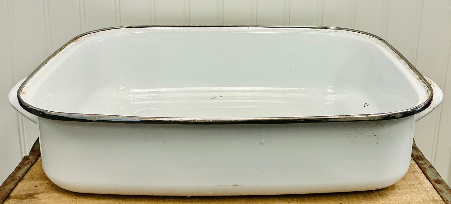 Vintage Rectangular Enamelware Roasting Pan