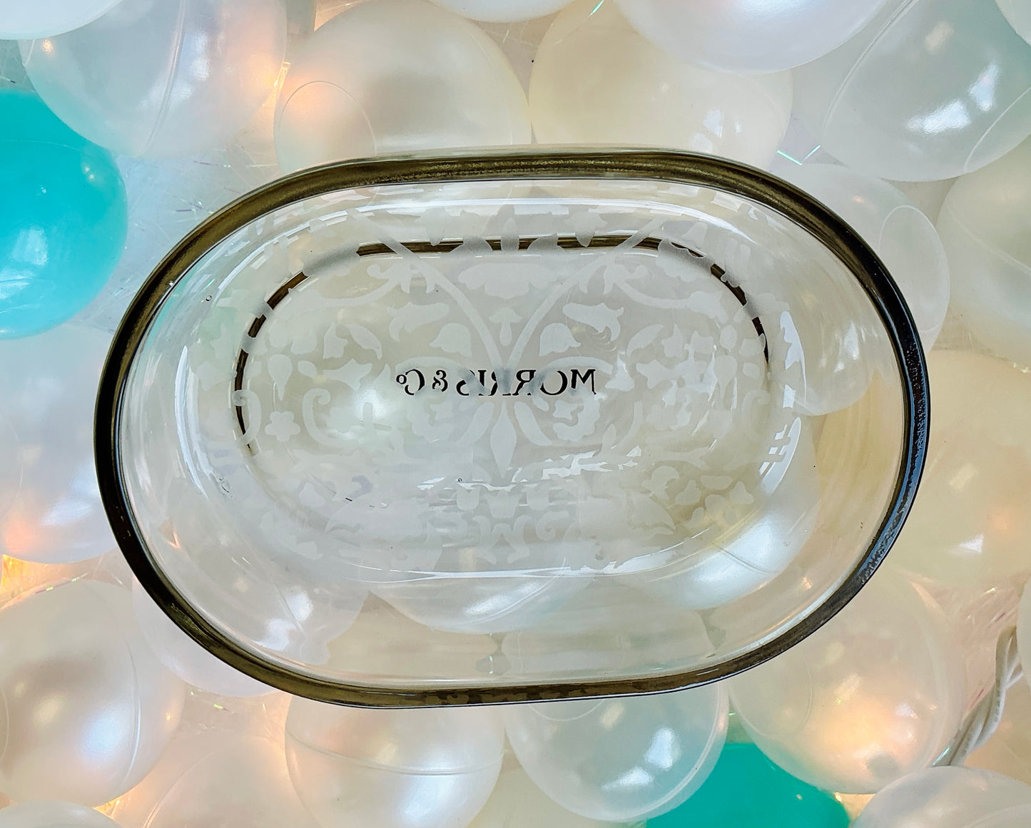 Morris & Co Glass Oval Soap Dish with Etched Design