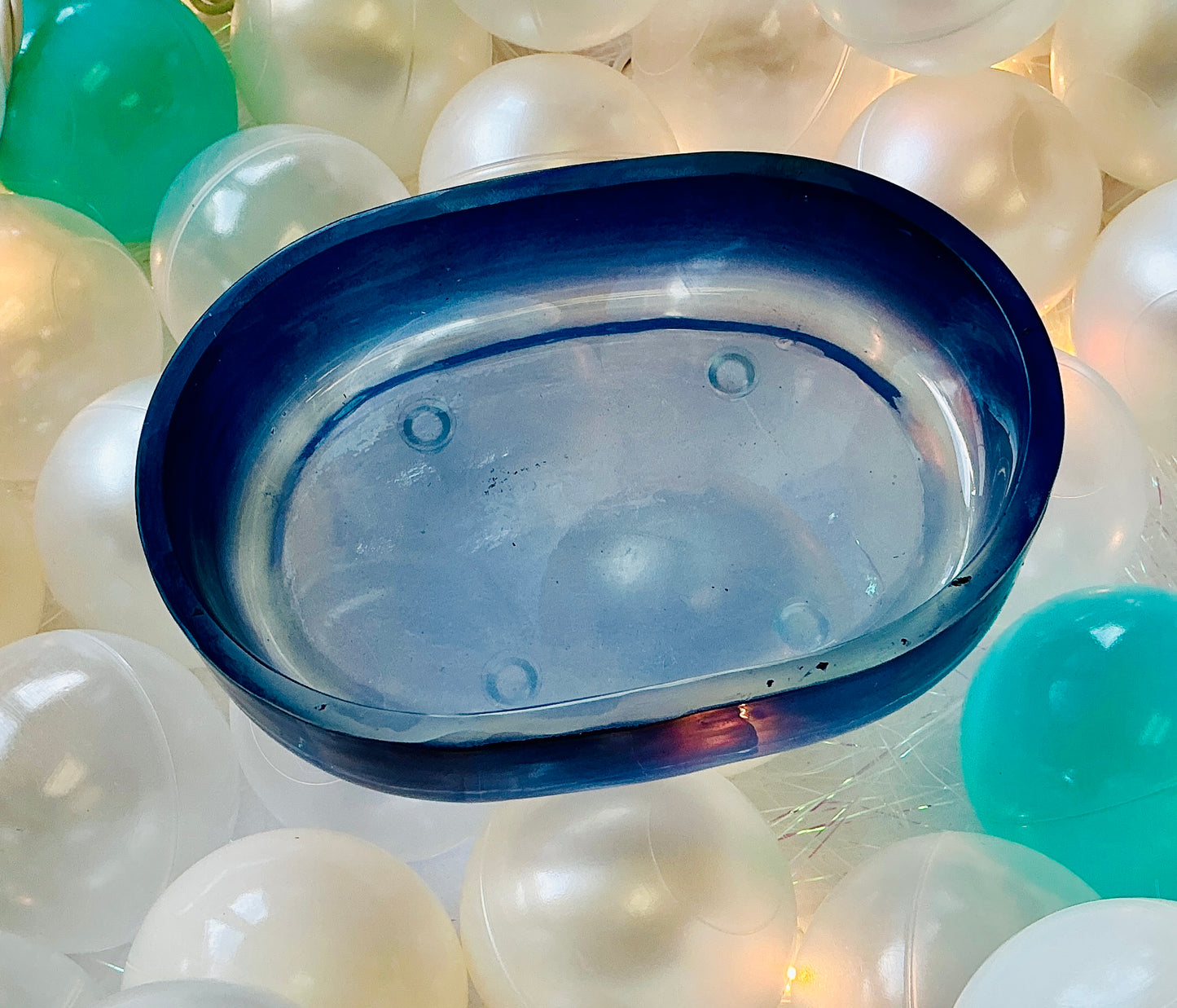Blue Glass Oval Soap Dish