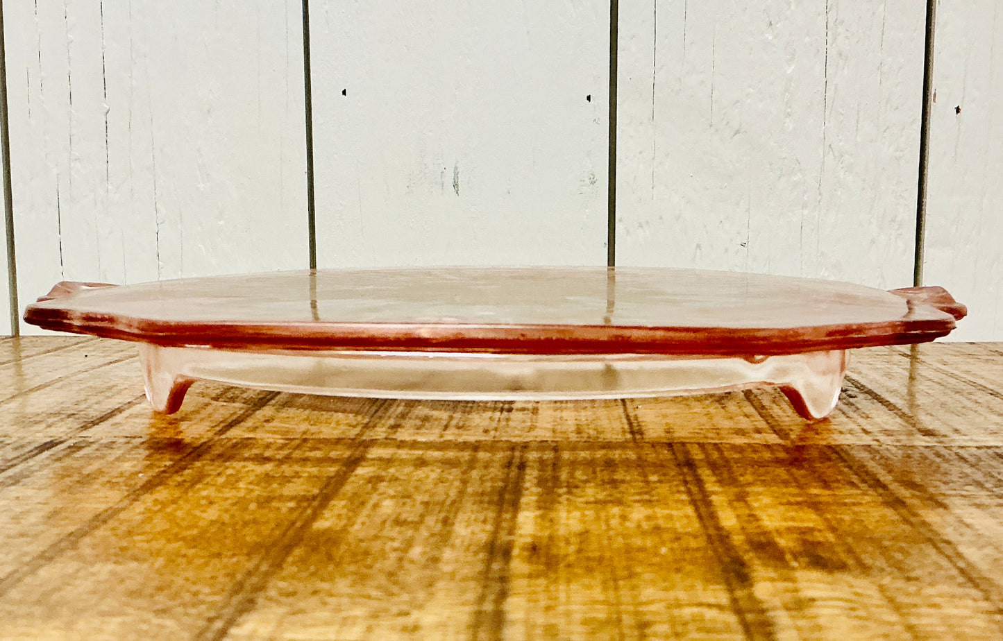 Vintage Anchor Hocking Mayfair "Open Rose" Pink Depression Glass Footed Cake Plate