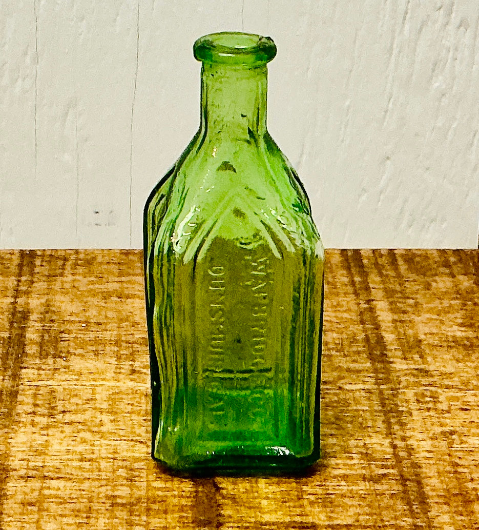 Vintage Green Glass Chief Wahoo Electric Tonic Bottle