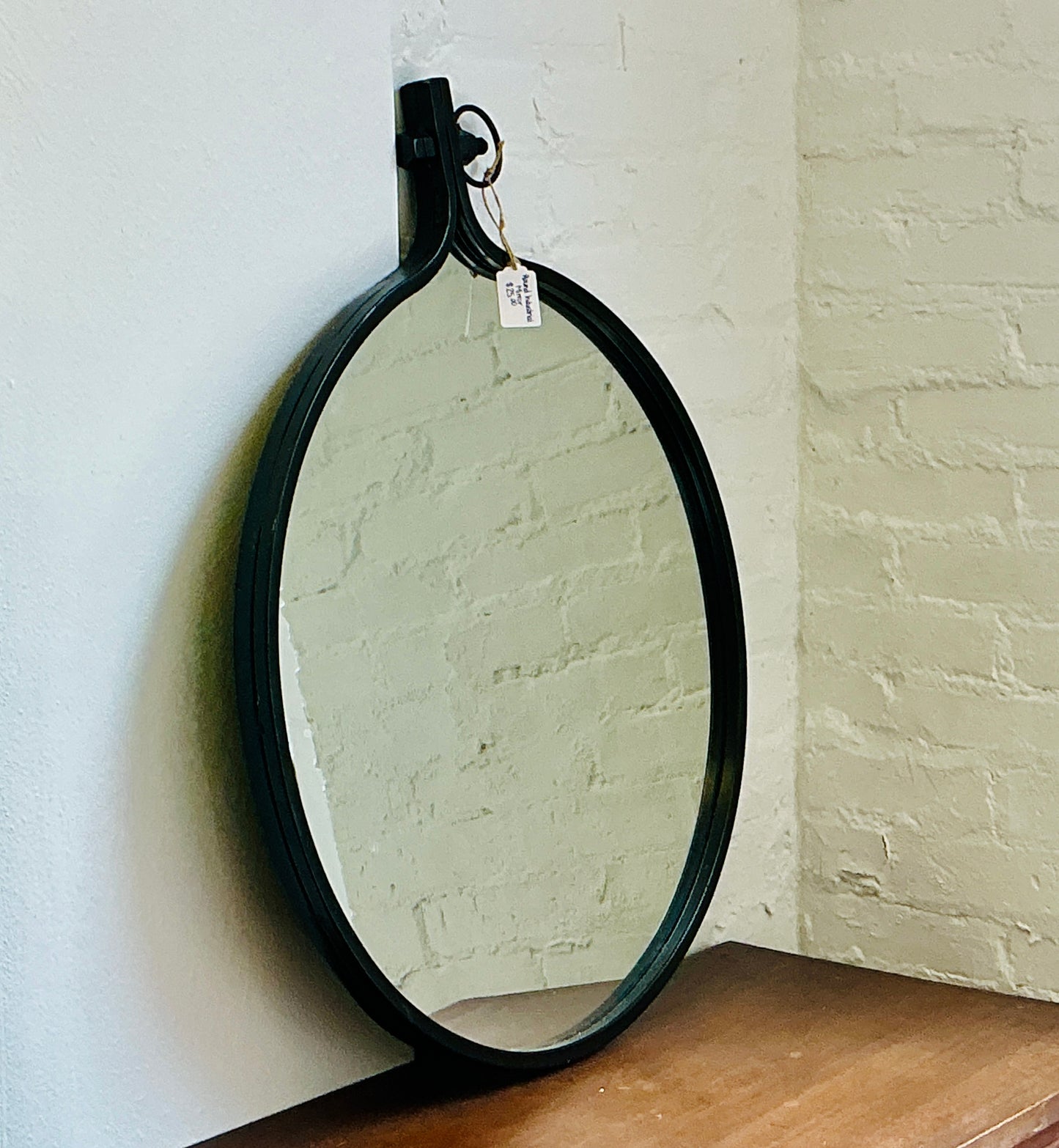 Round Black Industrial Mirror
