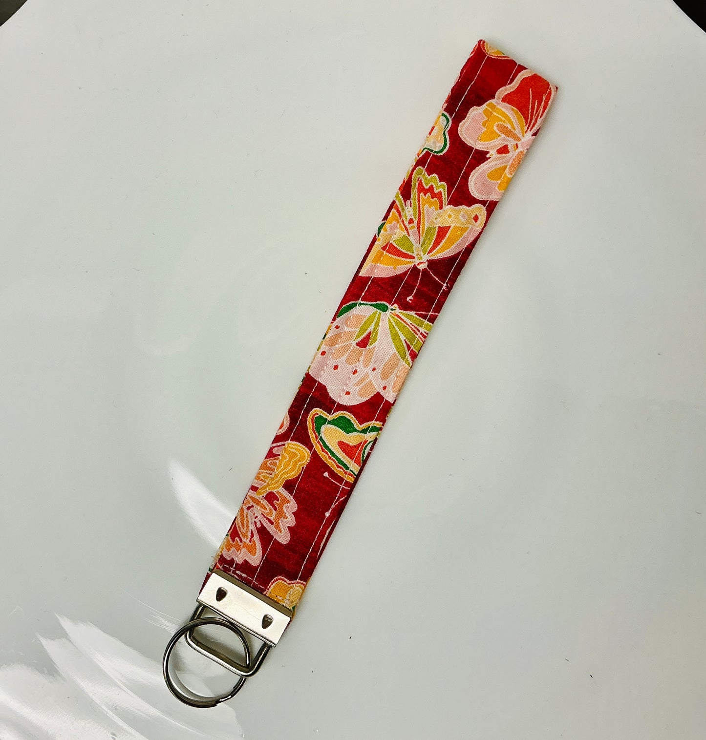 Multicolored Butterflies Fabric Keychain Wristlet