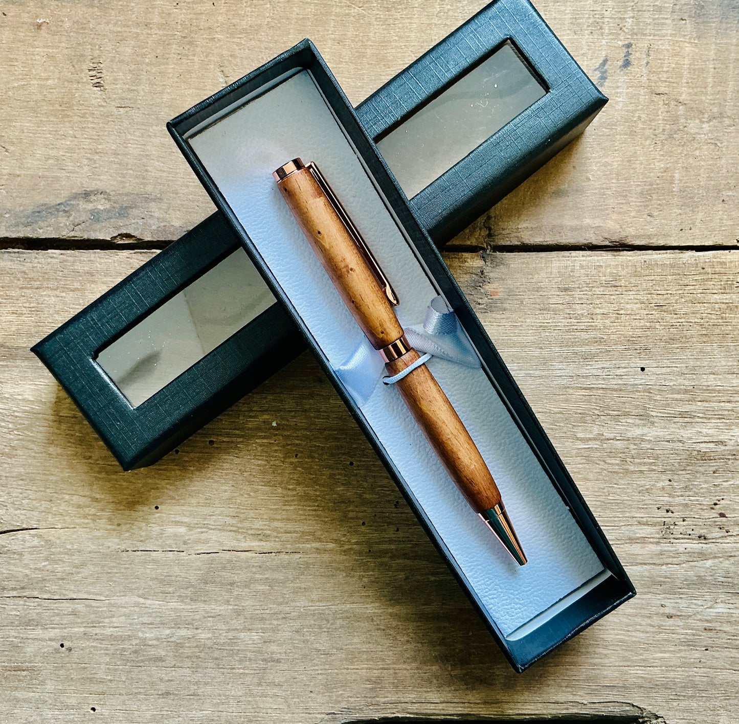 Slimline Twist Pen Wood and Rose Gold