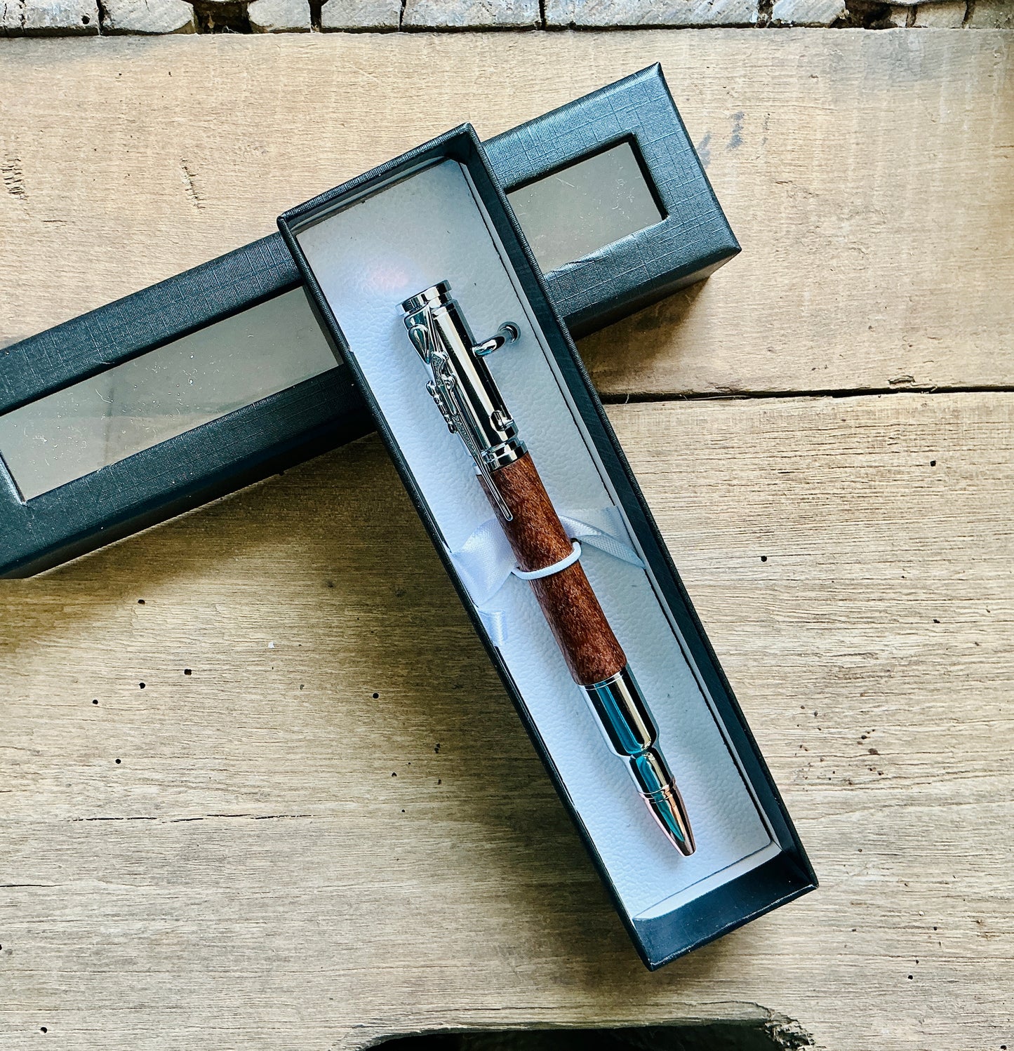 .30 Cal Bolt Action Pen Natural Wood and Chrome