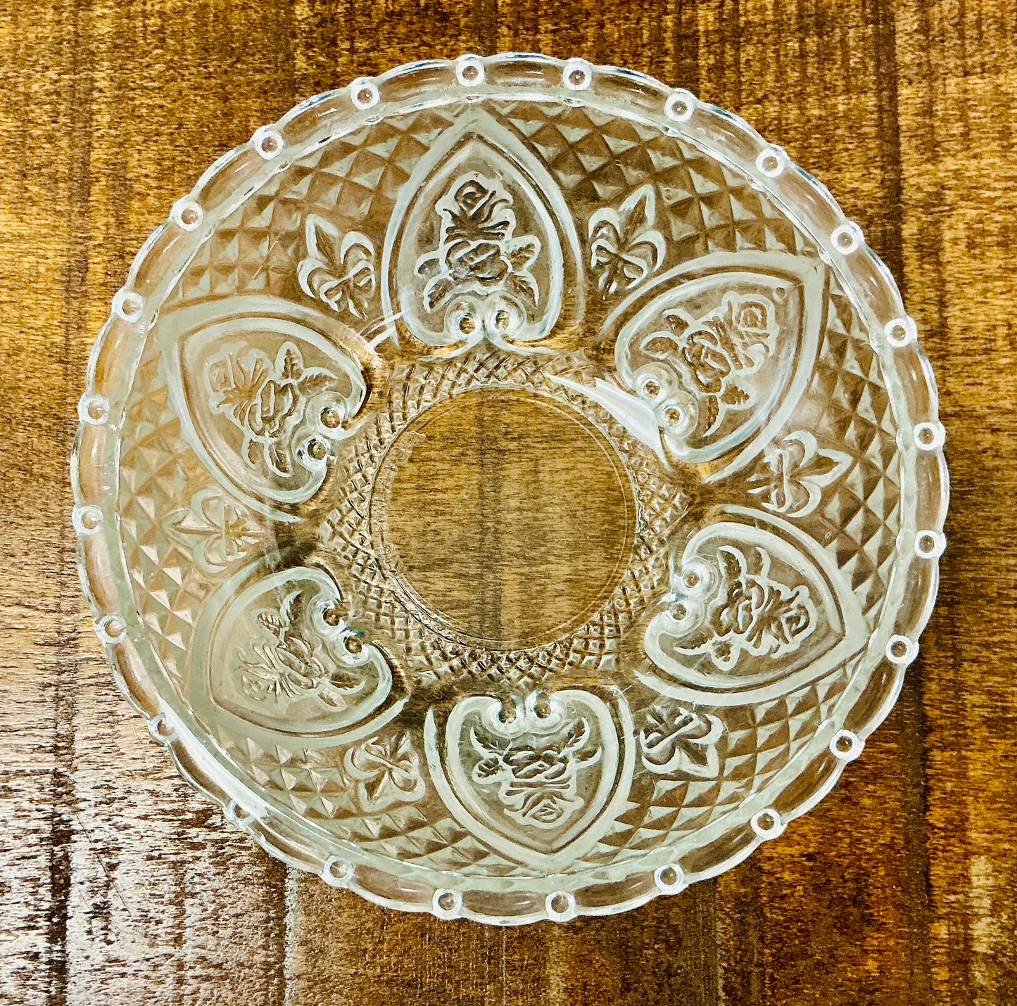 Vintage Malaysia Clear Pressed Glass Footed Bowl