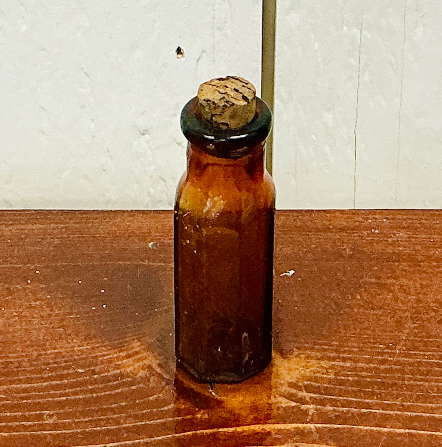 Antique Miniature Amber Medicine Bottle with Cork, vintage one-of-a-kind find from Monticello Soap Company