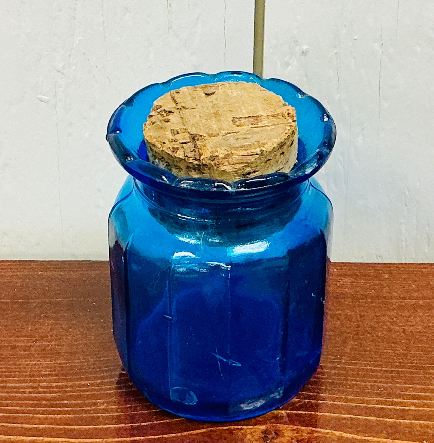 Vintage Blue Dodecagon Glass Jar, vintage one-of-a-kind find from Monticello Soap Company