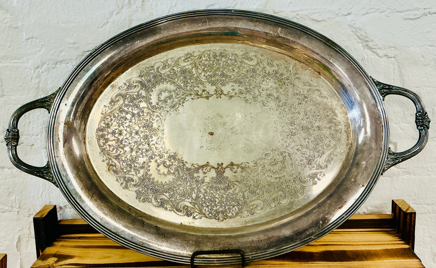 Vintage Silver-Plated Oval Serving Tray, vintage one-of-a-kind find from Monticello Soap Company