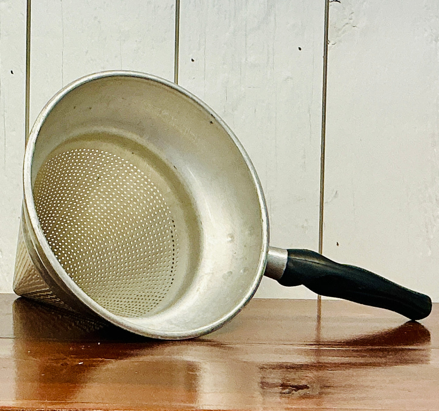 Vintage Cone Sieve Strainer with Plastic Handle, 9 inches, vintage one-of-a-kind find from Monticello Soap Company