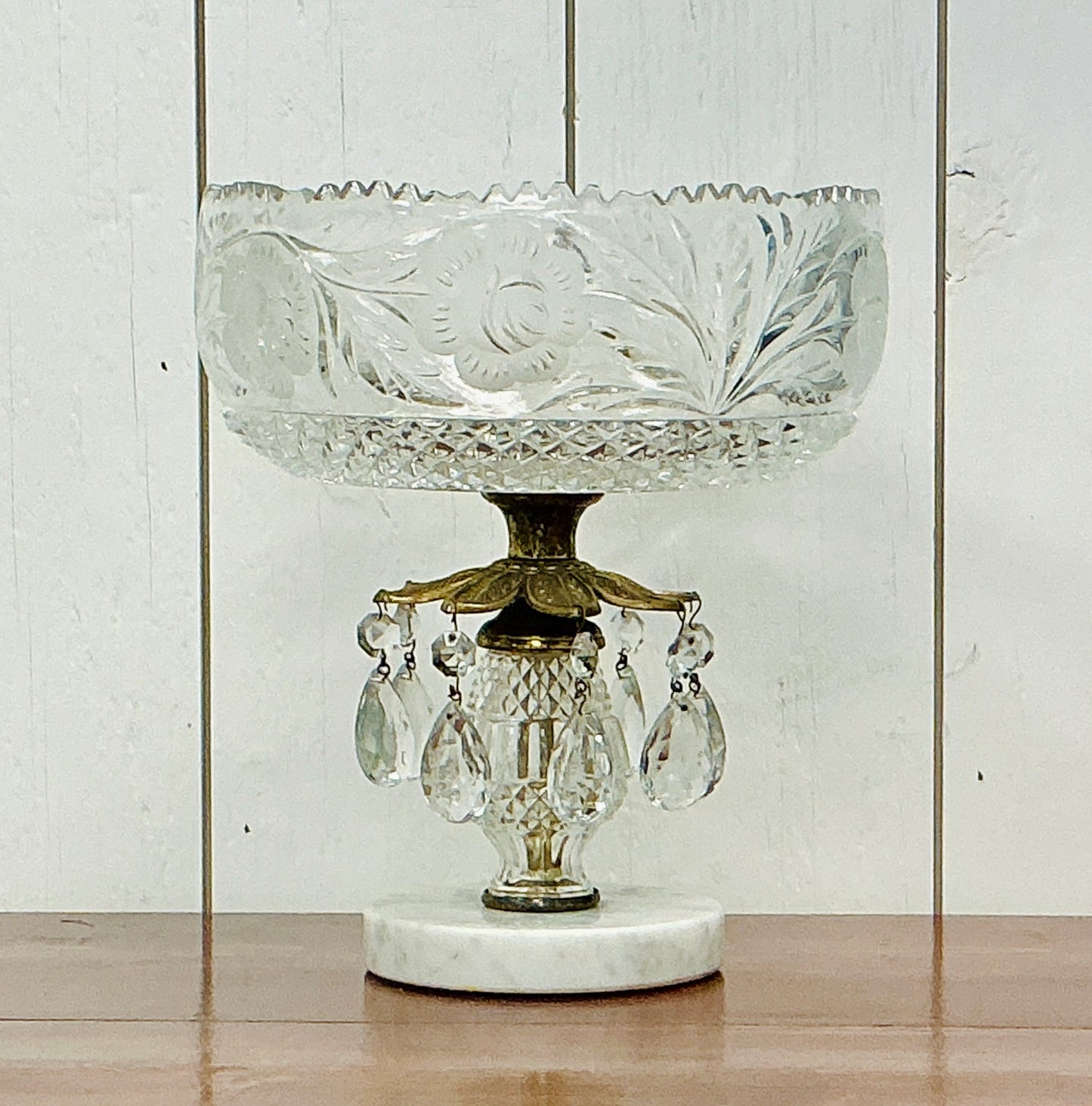 Vintage Hollywood Regency Cut Crystal Compote Bowl, vintage one-of-a-kind find from Monticello Soap Company