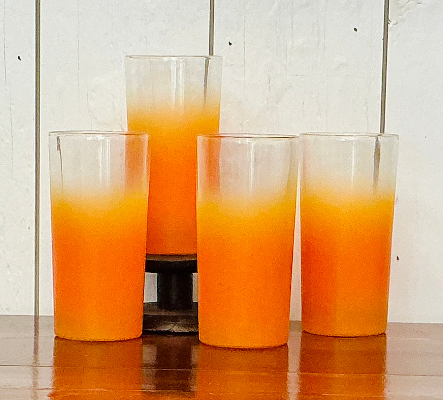 Vintage Blendo Orange Frosted Glasses, 4 pc set, vintage one-of-a-kind find from Monticello Soap Company