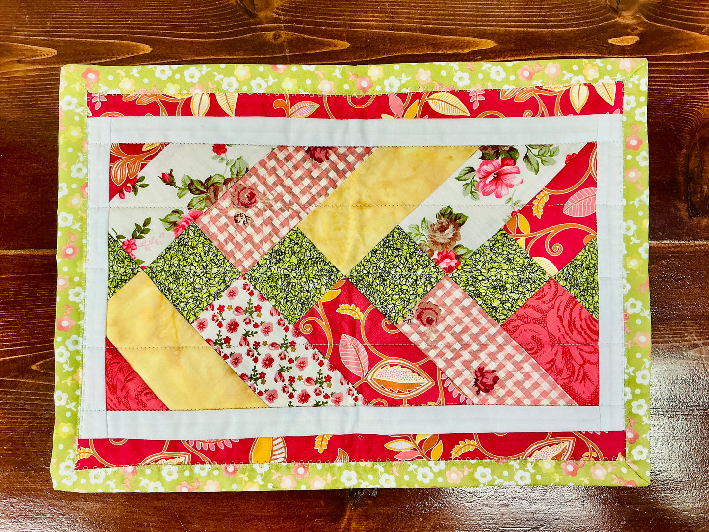 Handmade Quilted Placemat, Bright Tones