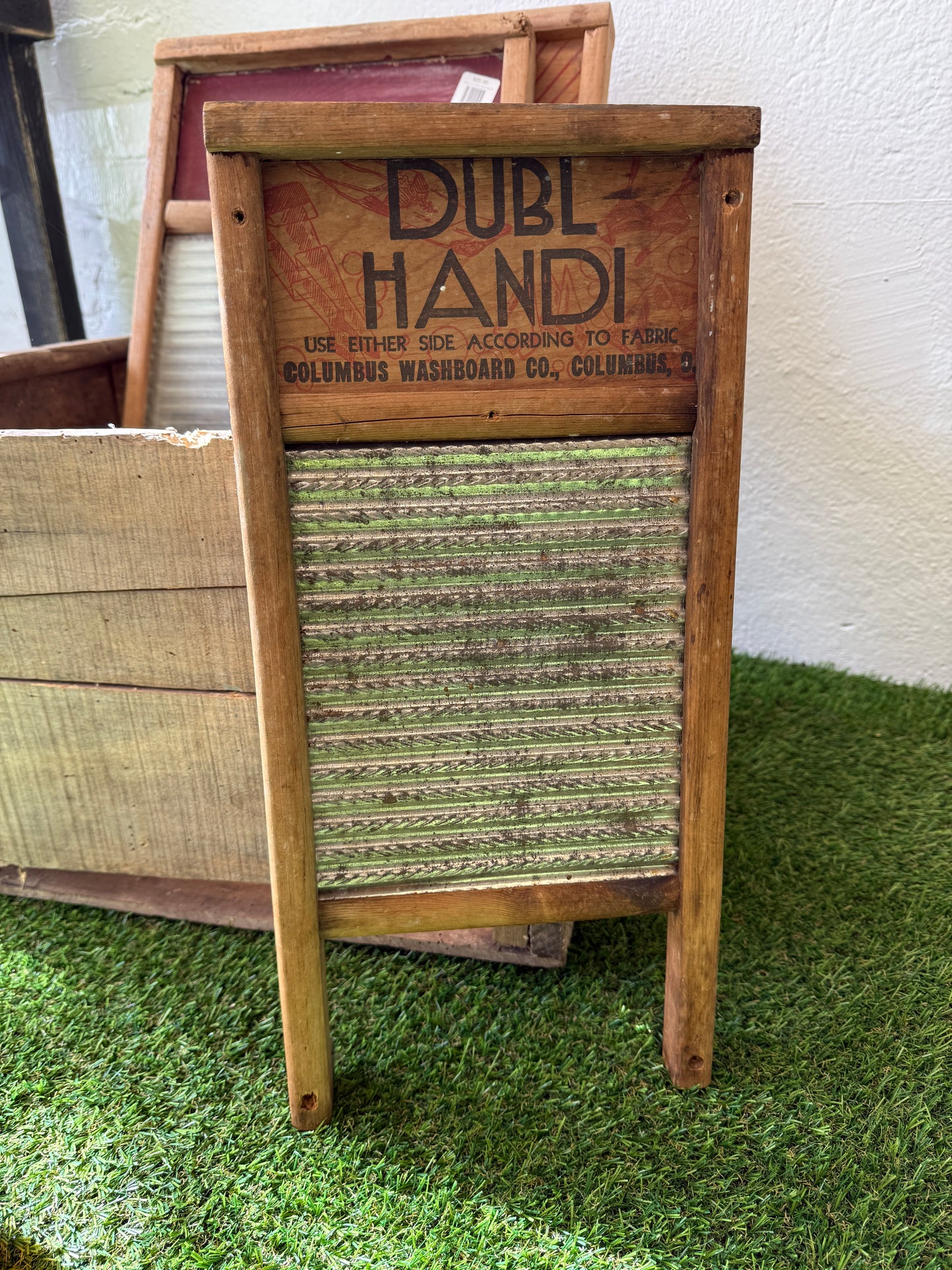Vintage Small Columbus Washboard Dubl Handi Washboard