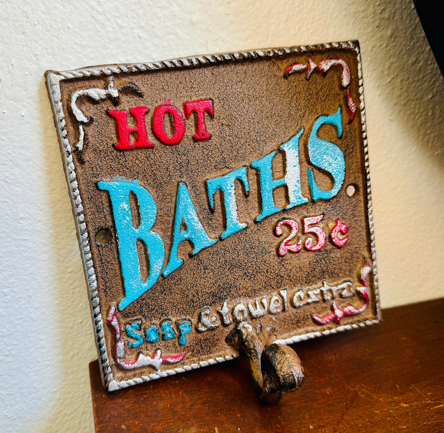 Cast Iron Bath Sign & Hook