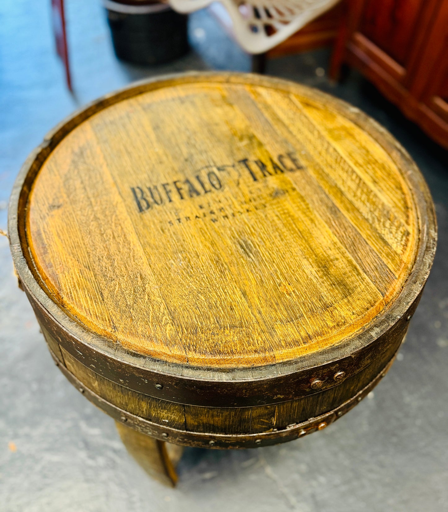 Whiskey Barrel Round Table