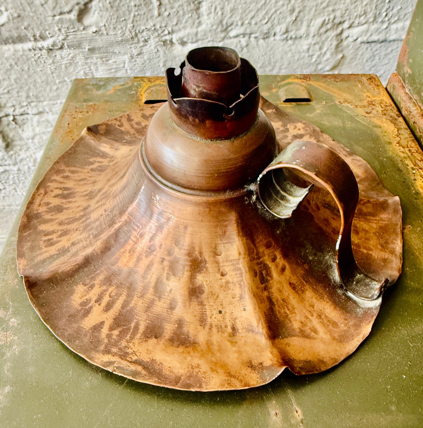 Vintage Hand Hammered Copper Candle Holder