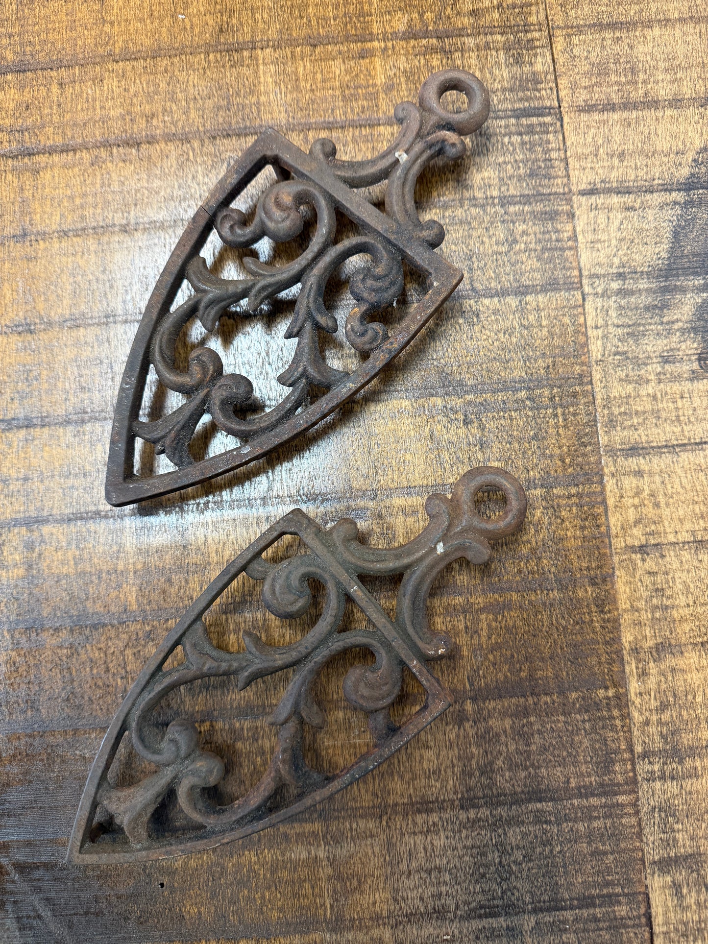 Vintage Cast Iron Ornate Trivets (Set of Two)