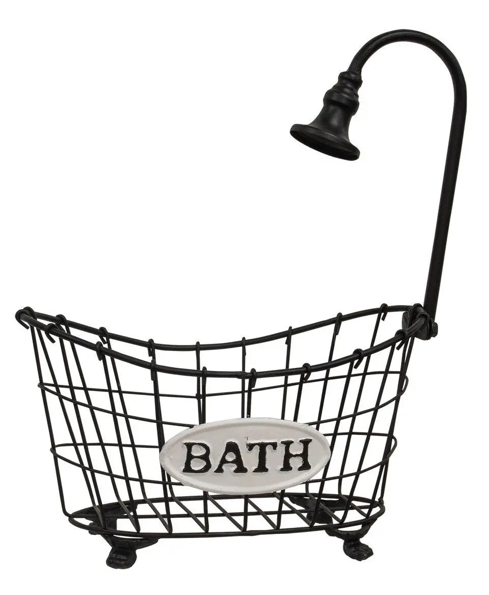 Black Metal Bathtub & Shower Head Basket
