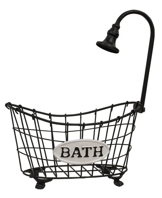 Black Metal Bathtub & Shower Head Basket