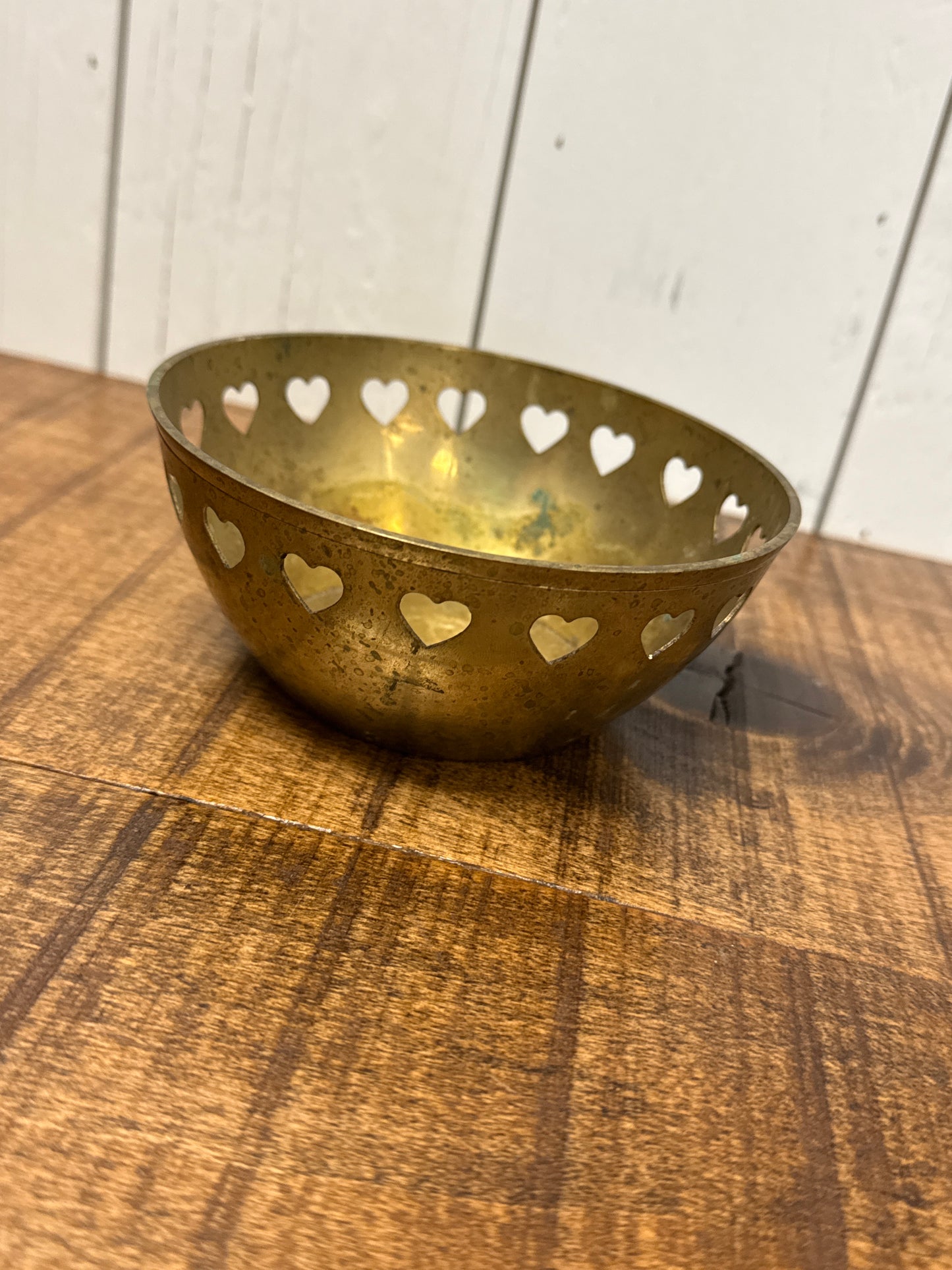Solid Brass bowl with heart cutouts