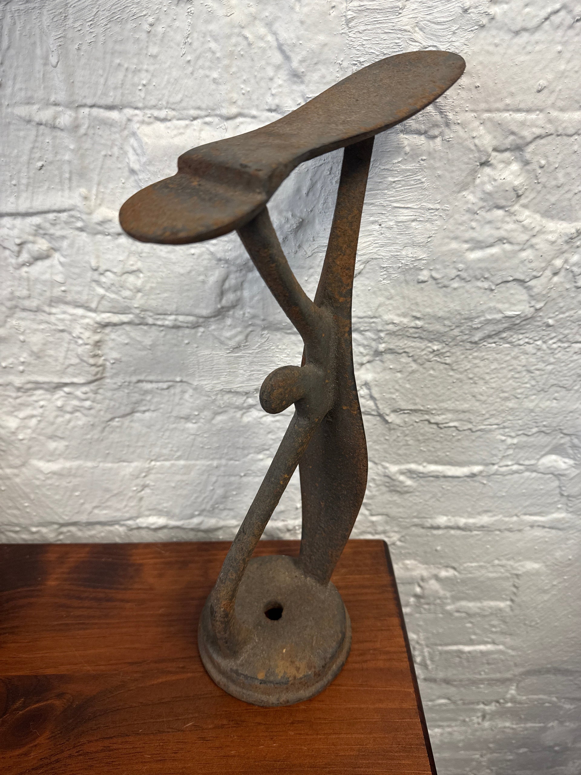 Antique Rustic Sculptural Cast Iron Shoe Shine Stand Foot Rest