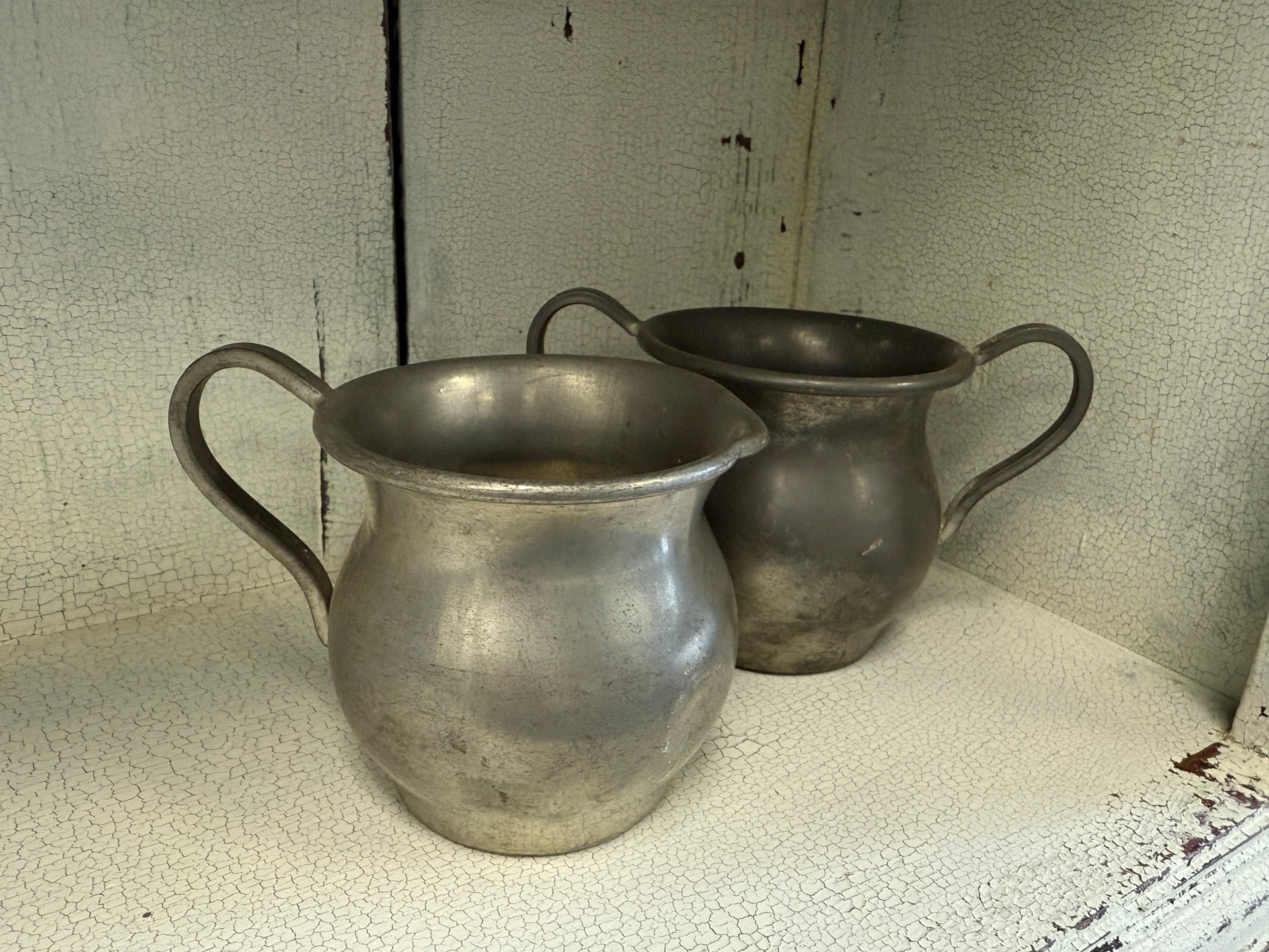 Pewter Sugar Creamer Bowl Set