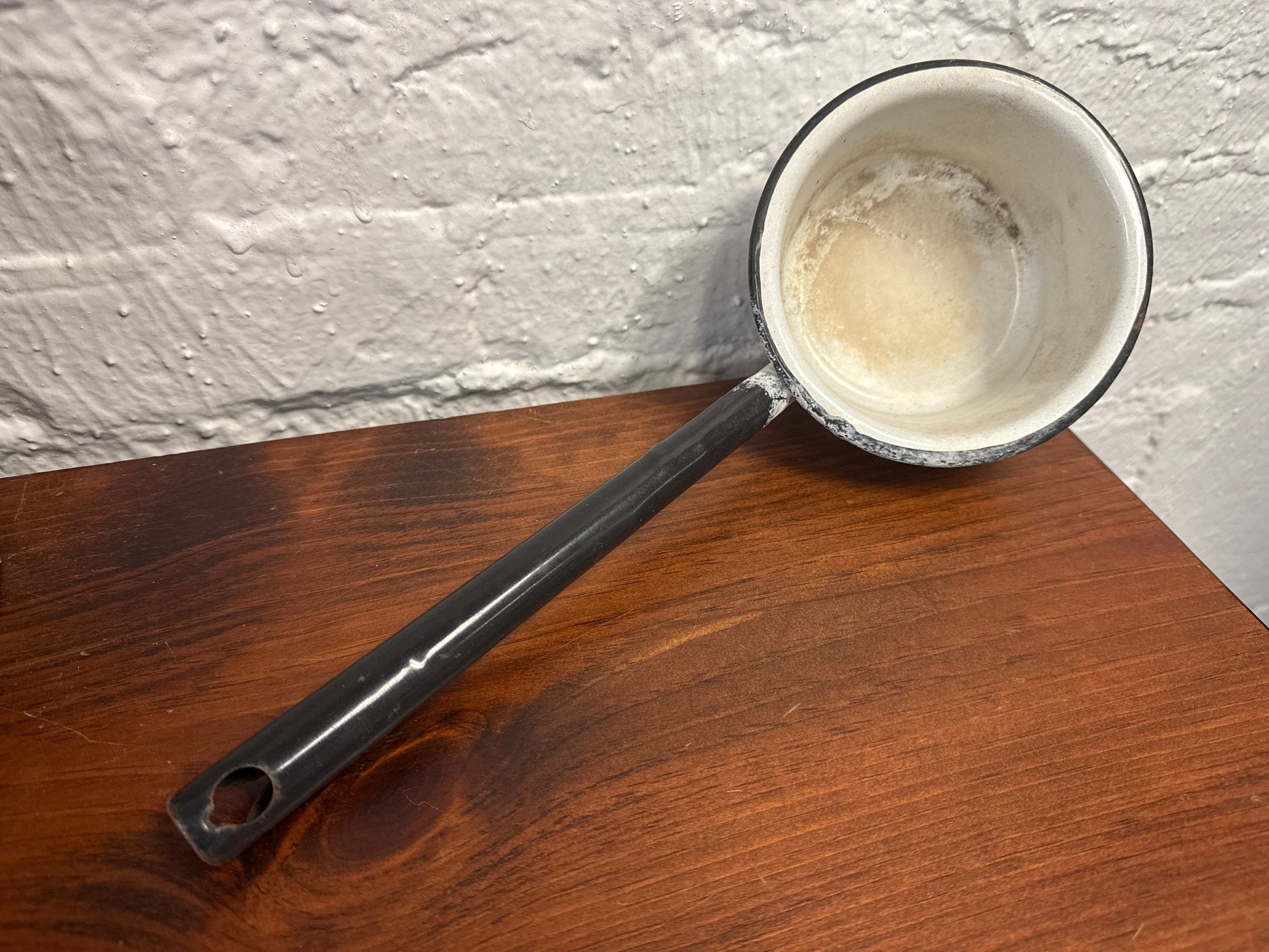 Vintage Black & White Enamelware Ladle