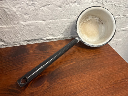 Vintage Black & White Enamelware Ladle