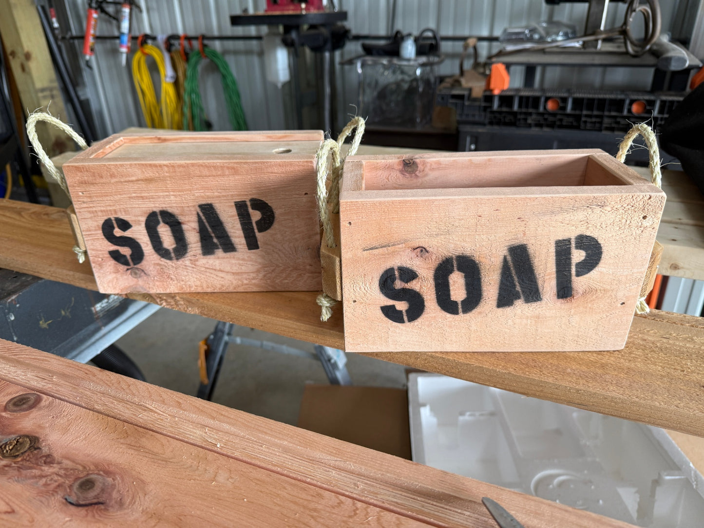 Soap Box wooden gift crates Natural wood with black lettering