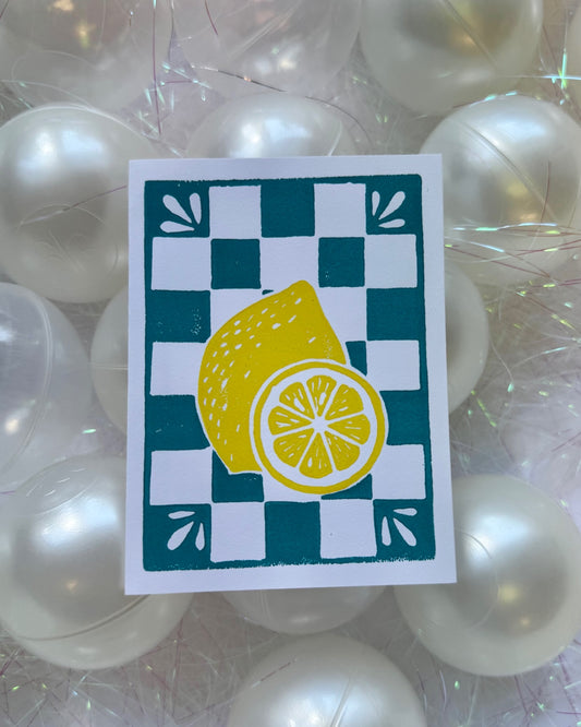 Linocut Greeting Card - Lemon