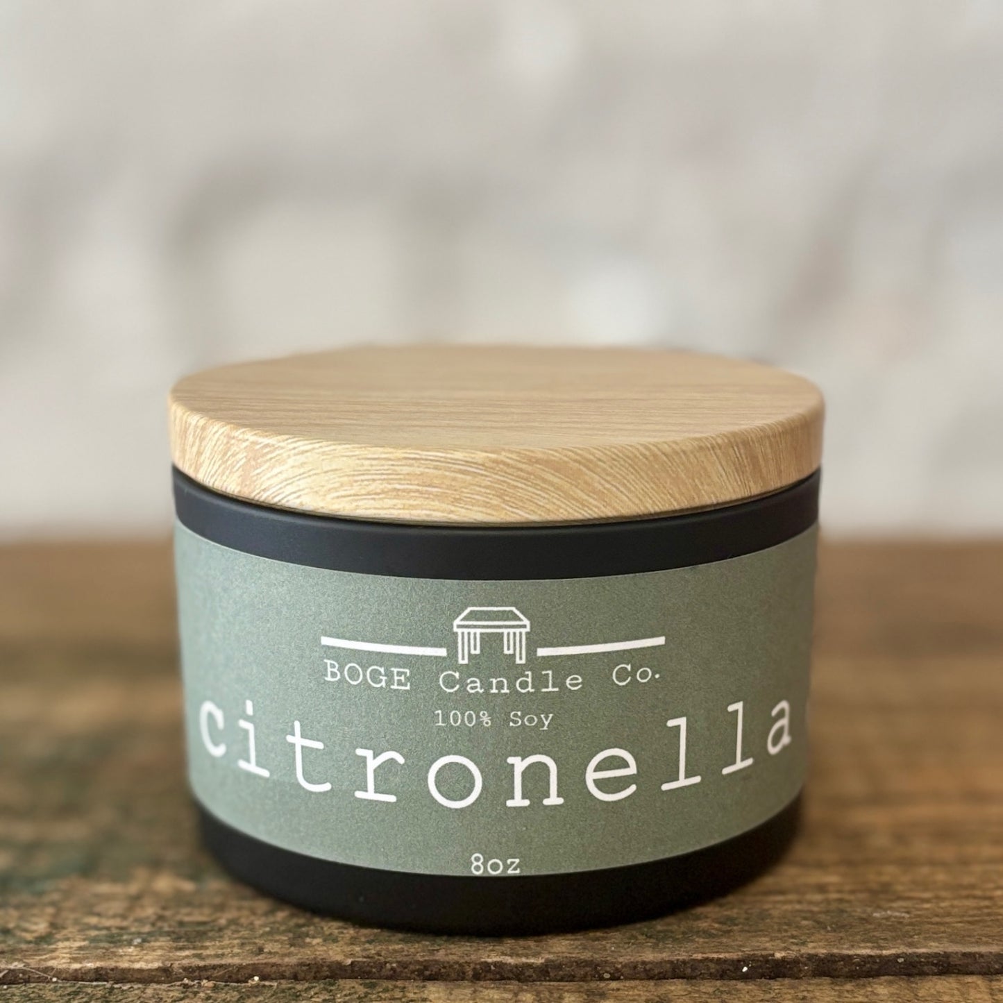 Citronella Candle 8.0 oz Black, Grey