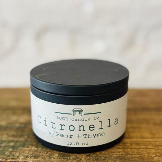 Citronella with Pear + Thyme Candle 12.0 oz Beige and Black