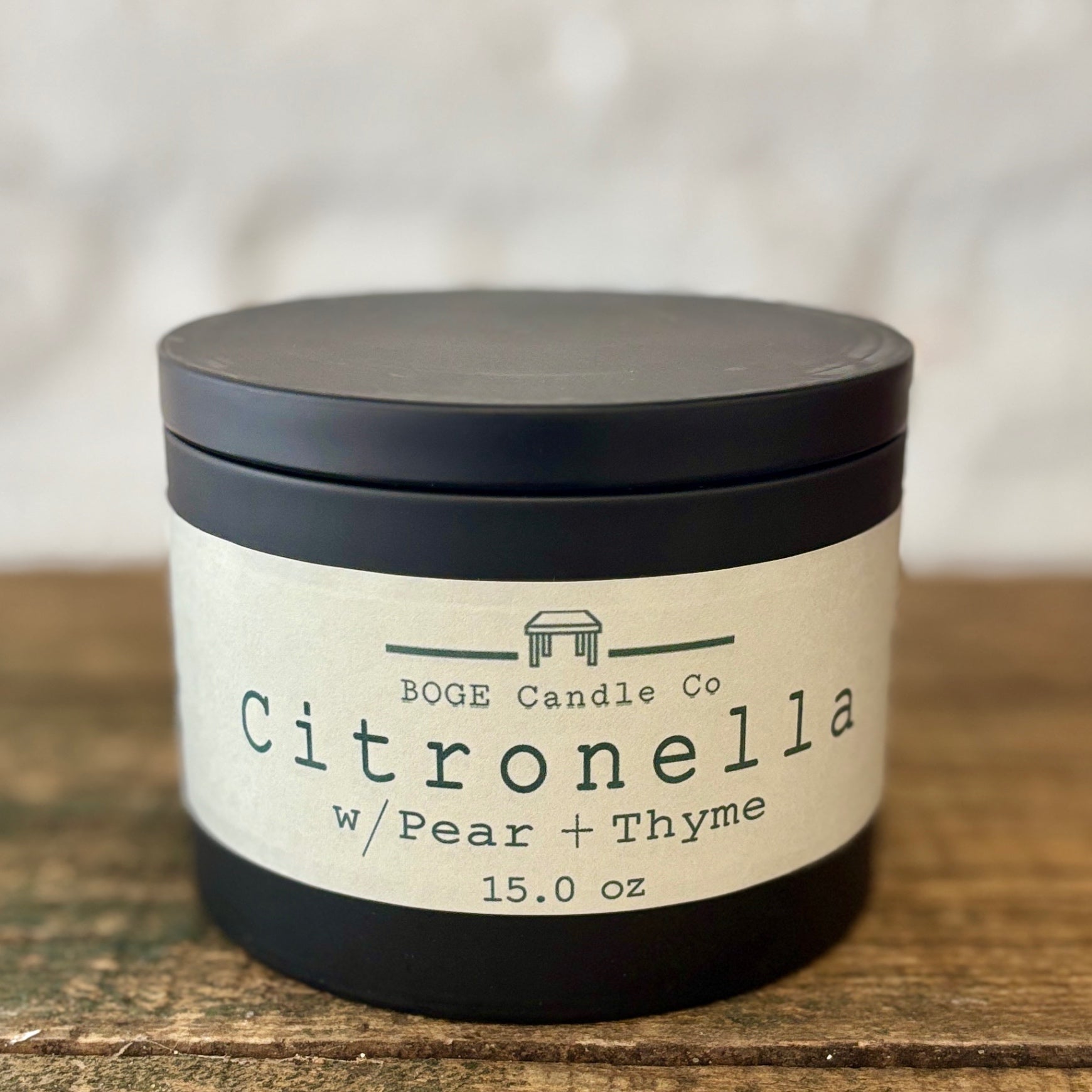 Citronella with Pear + Thyme Candle 15.0 oz Beige and Black