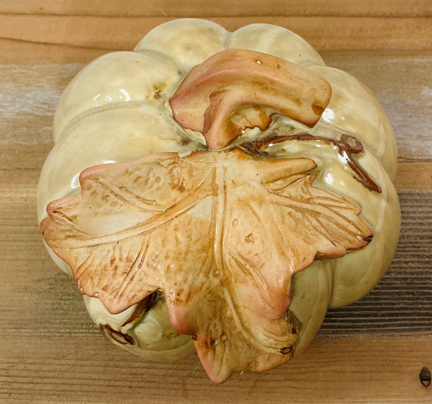 Vintage Ceramic Pumpkin, Cream