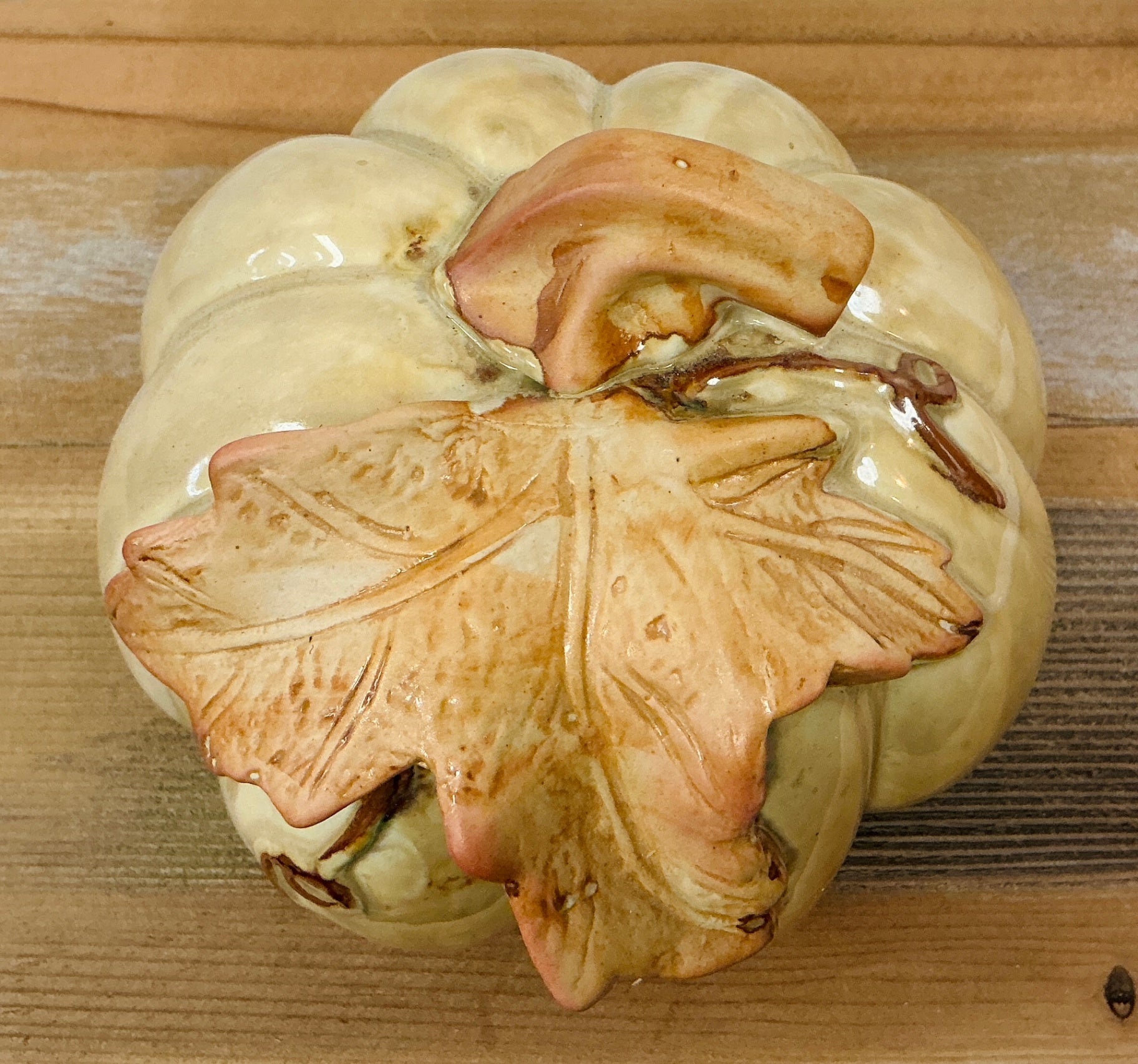 Vintage Ceramic Pumpkin, Cream