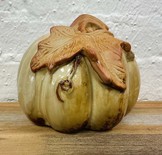 Vintage Ceramic Pumpkin, Cream