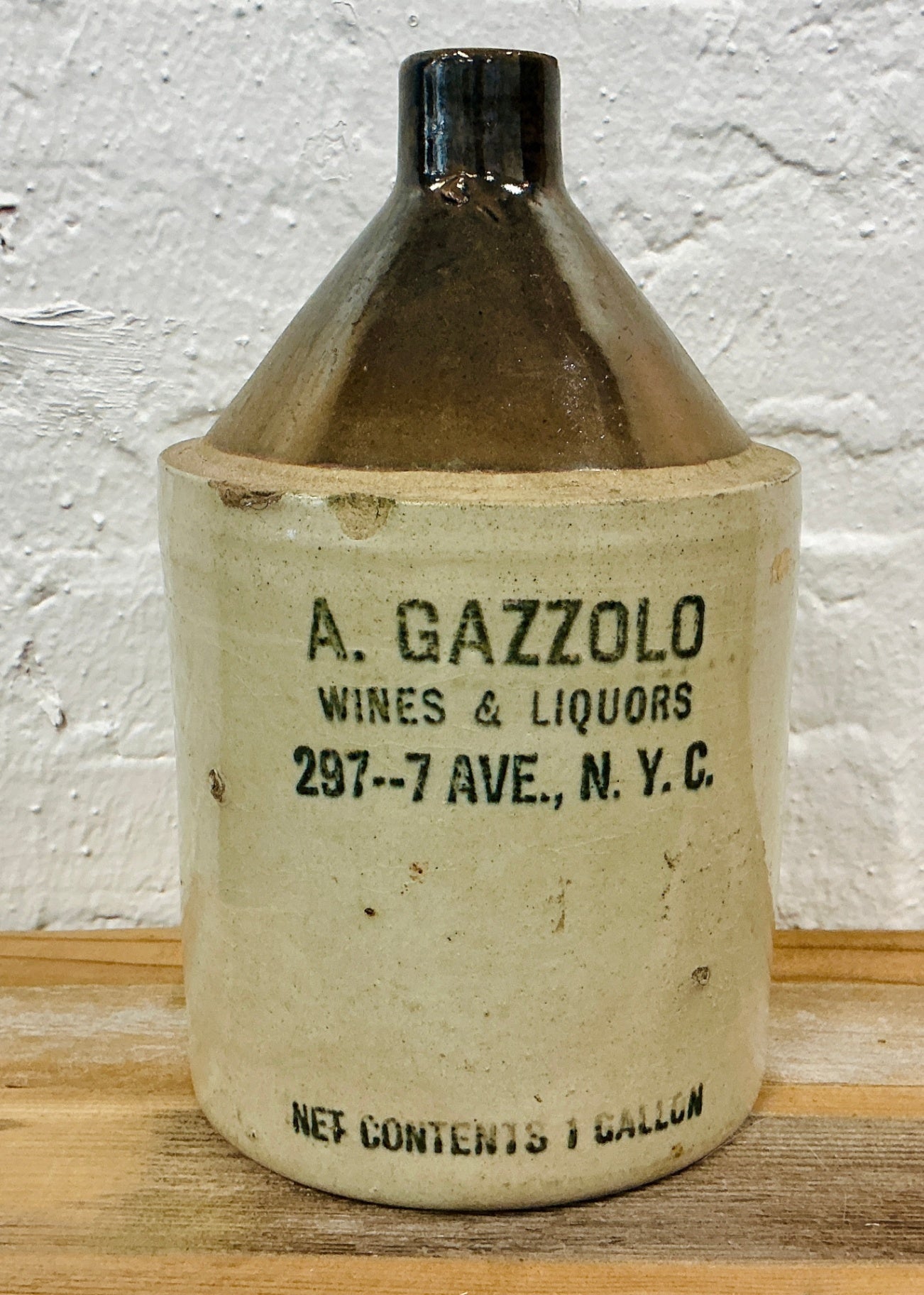 Vintage A. Gazzolo Vines & Liquor Stoneware Jug