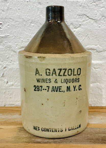 Vintage A. Gazzolo Vines & Liquor Stoneware Jug